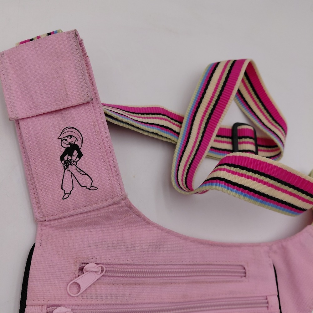 Vtg KIM POSSIBLE Pink Messenger Shoulder Crossbody Stripe Strap Y2K Cartoon RARE - Picture 3 of 10